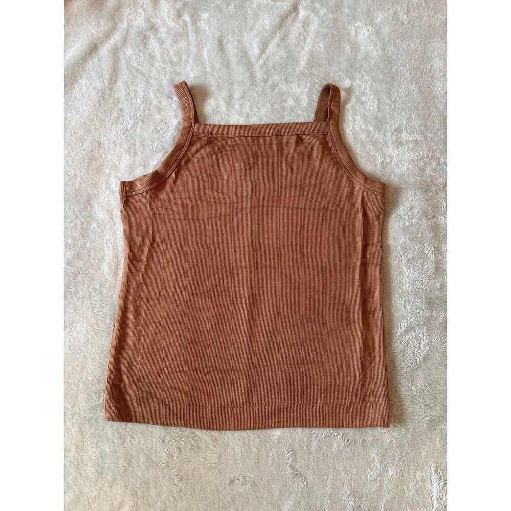 Tank top basic brown high neck wide strap gym boutique athletic romantic new